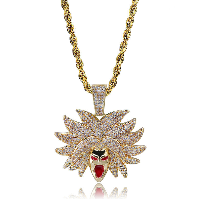 Trendy Anime Pendant Inlaid Zircon Necklace