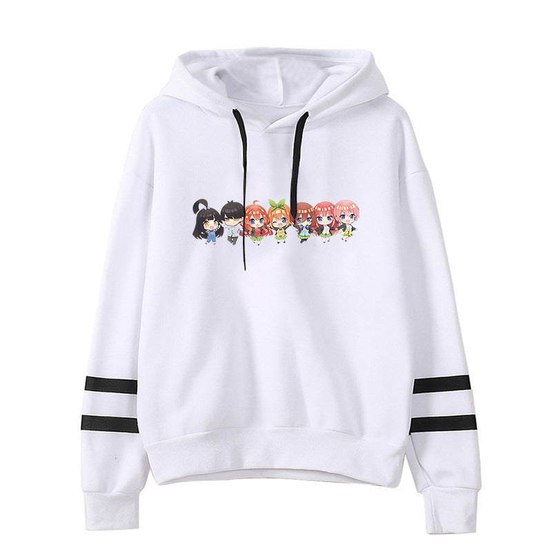 Women's Anime Printed Loose Striped Hoodie