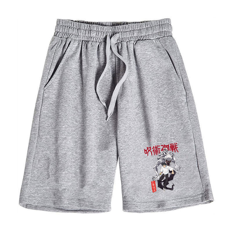 Men's Anime Print Casual Sports Loose Shorts