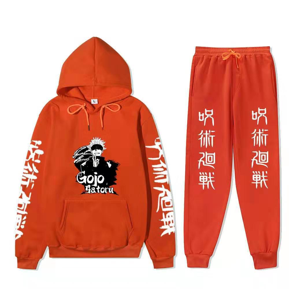 Unisex Gojo Printed Casual Hoodie Sports Pants Set