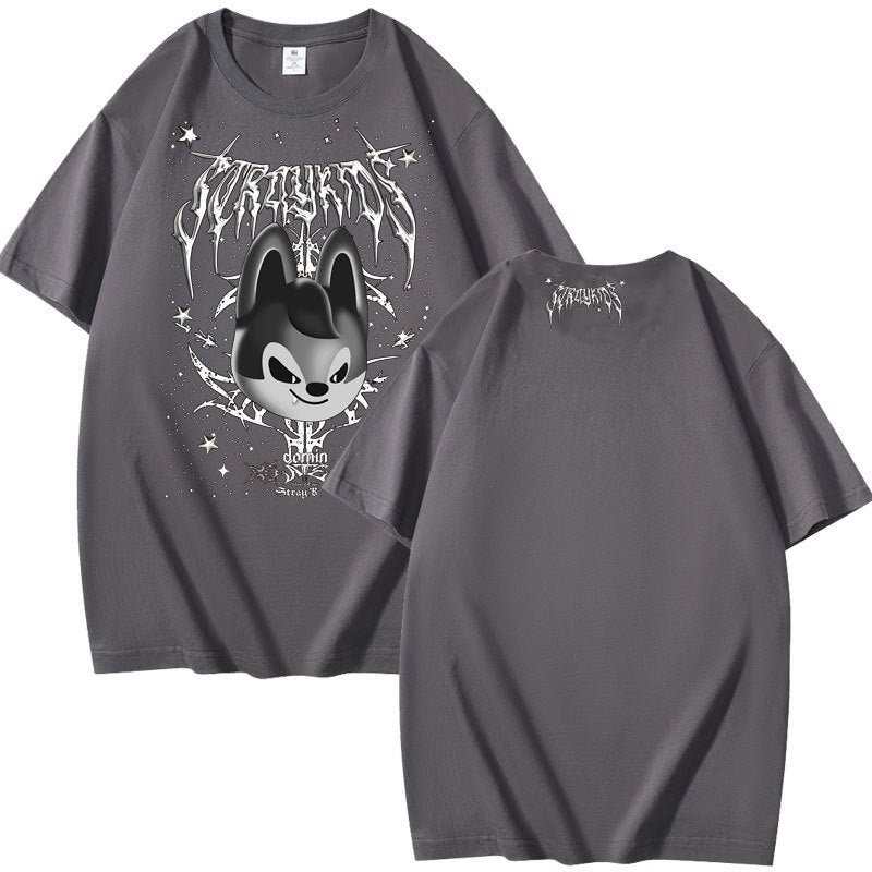 Evil Wolf Chan Print Summer Short Sleeve T-shirt
