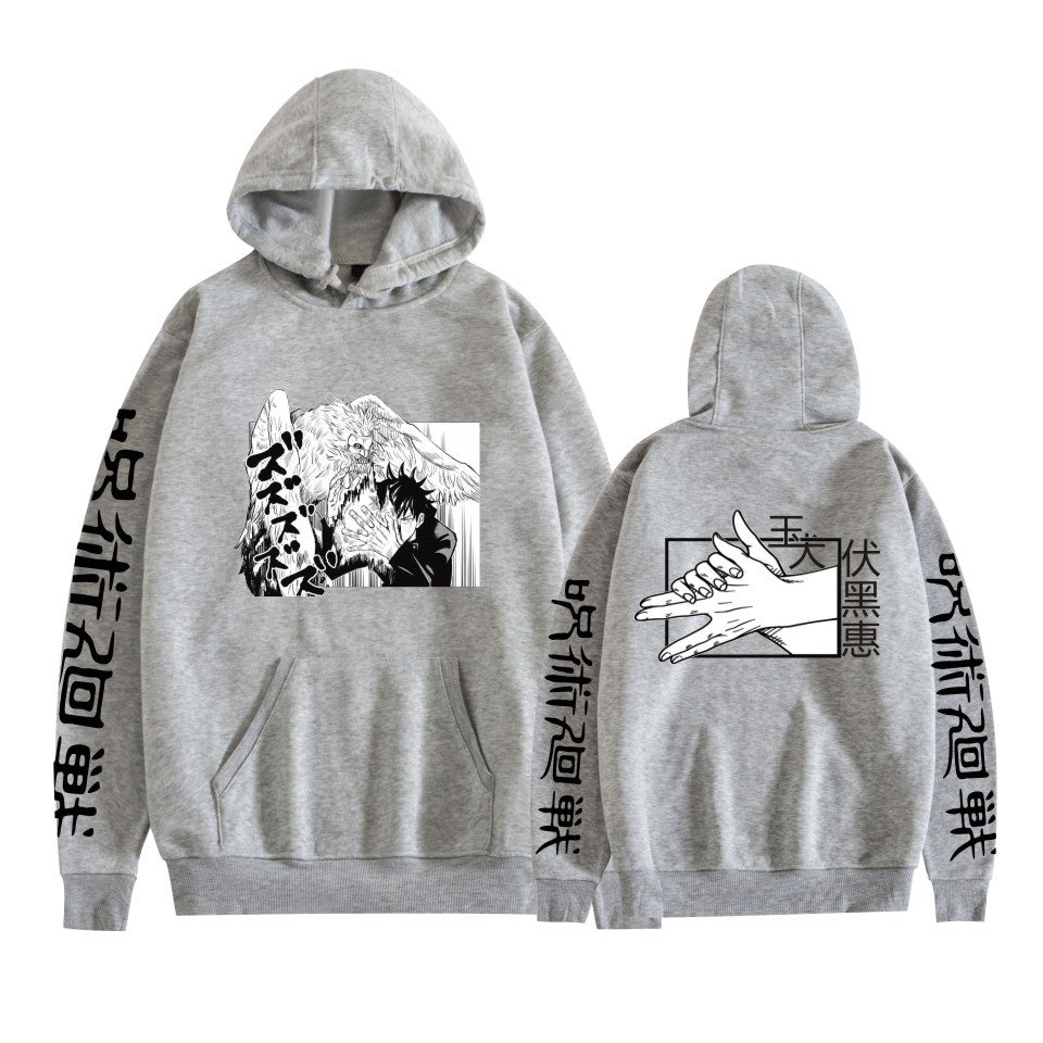 Casual Anime Print Loose Pullover Hoodie