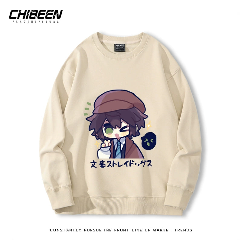 Casual Anime Printed Crew Neck Sweatshirt
