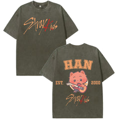 KPOP HAN Cotton Short-sleeved Washed T-shirt