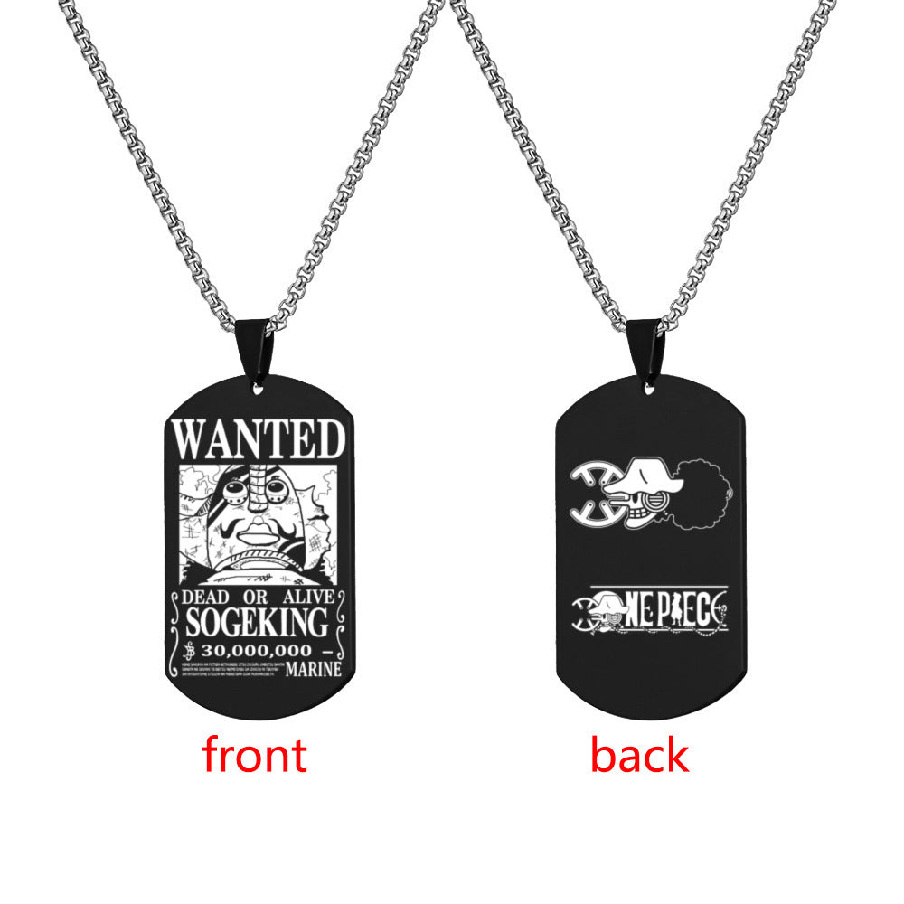 Luffy Wanted Double-sided Dog Tag Necklace