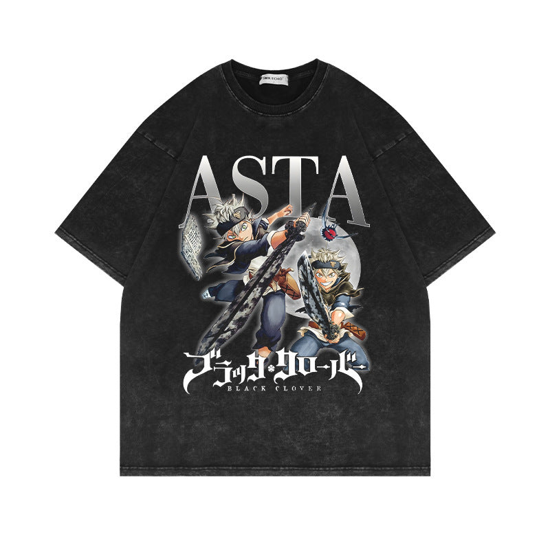 Retro Anime Short-sleeved Washed T-shirt