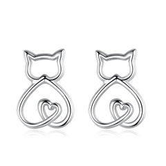 Silver Cat Earrings