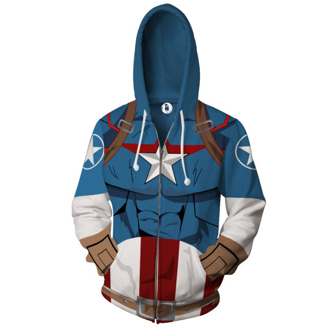 Cool Unisex Captain America Printed Cosplay Hoodie