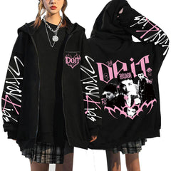 SKZ DO IT Letter Printed Zipper Hoodie
