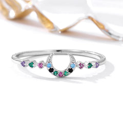 Women's Colored Zircon Moon Ring