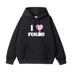 I Love ROSIE Print Cotton Hoodie