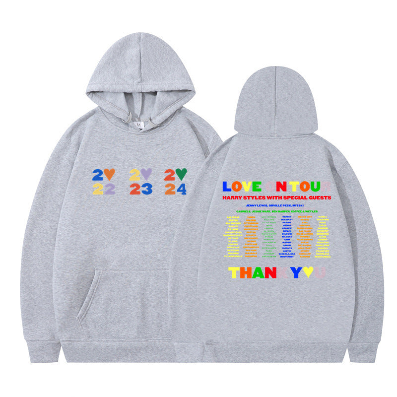 Casual Love on Tour Printed Pullover Loose Hoodie