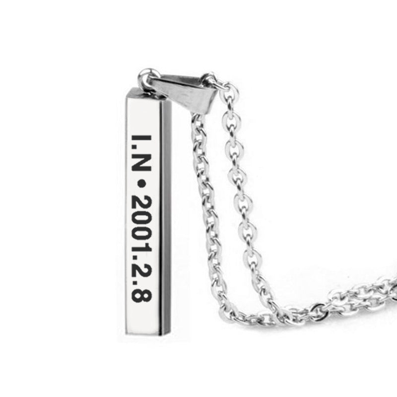 Cool Versatile Name Square Vertical Bar Necklace