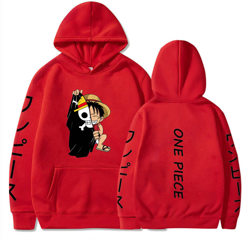 Unisex Luffy Printed Casual Loose Hoodie