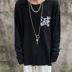 Trendy Men's Anime Loose Long-sleeved T-shirt