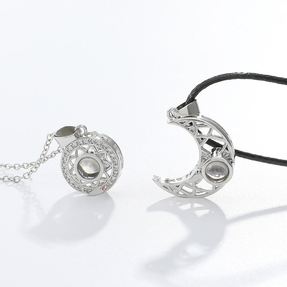 Sun and Moon Couple Projection Magnetic Necklace