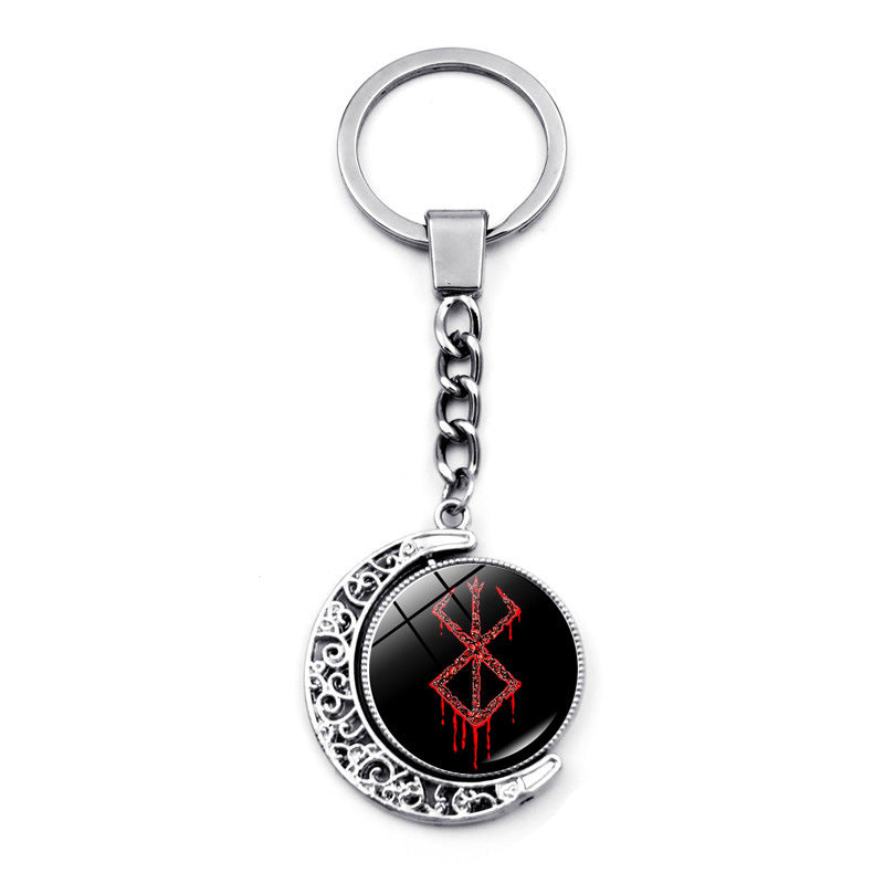 Double-sided Anime Logo Rotating Keychain Pendant