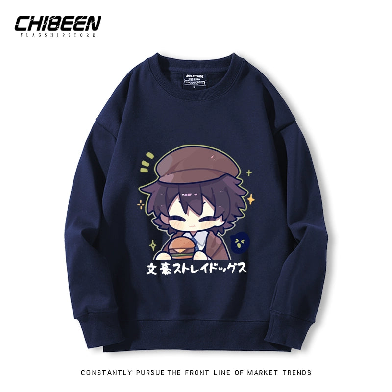 Casual Anime Printed Crew Neck Sweatshirt