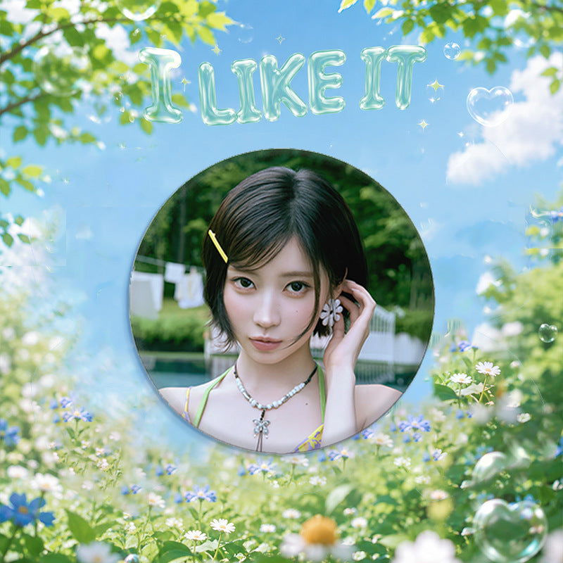 BM I LIKE IT Photo Tinplate Badge Mirror Keychain