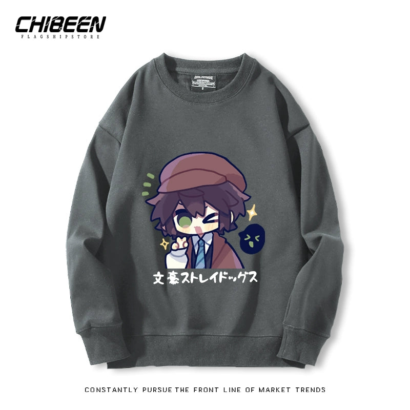 Casual Anime Printed Crew Neck Sweatshirt