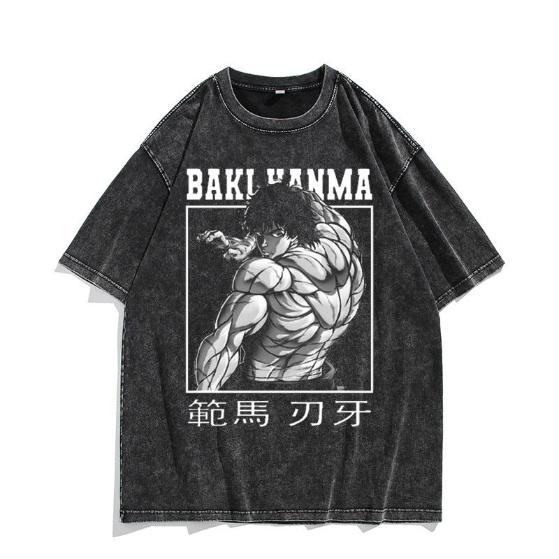 Retro Baki Washed Short-sleeved T-shirt