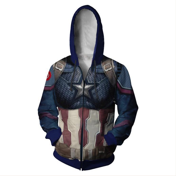 Cool Unisex Captain America Printed Cosplay Hoodie