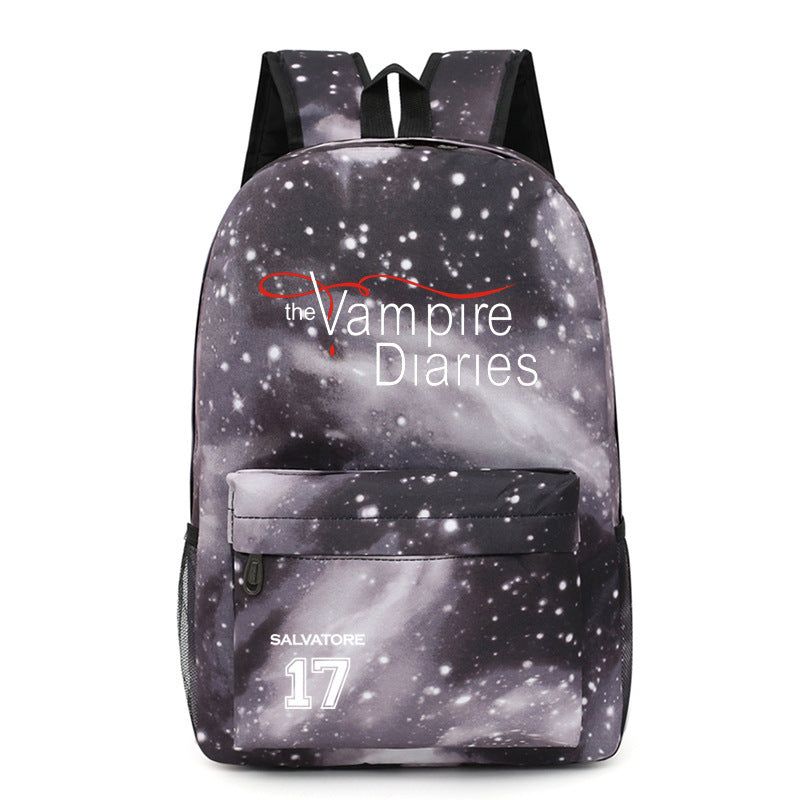 Casual TVD Pattern Print School Backpack