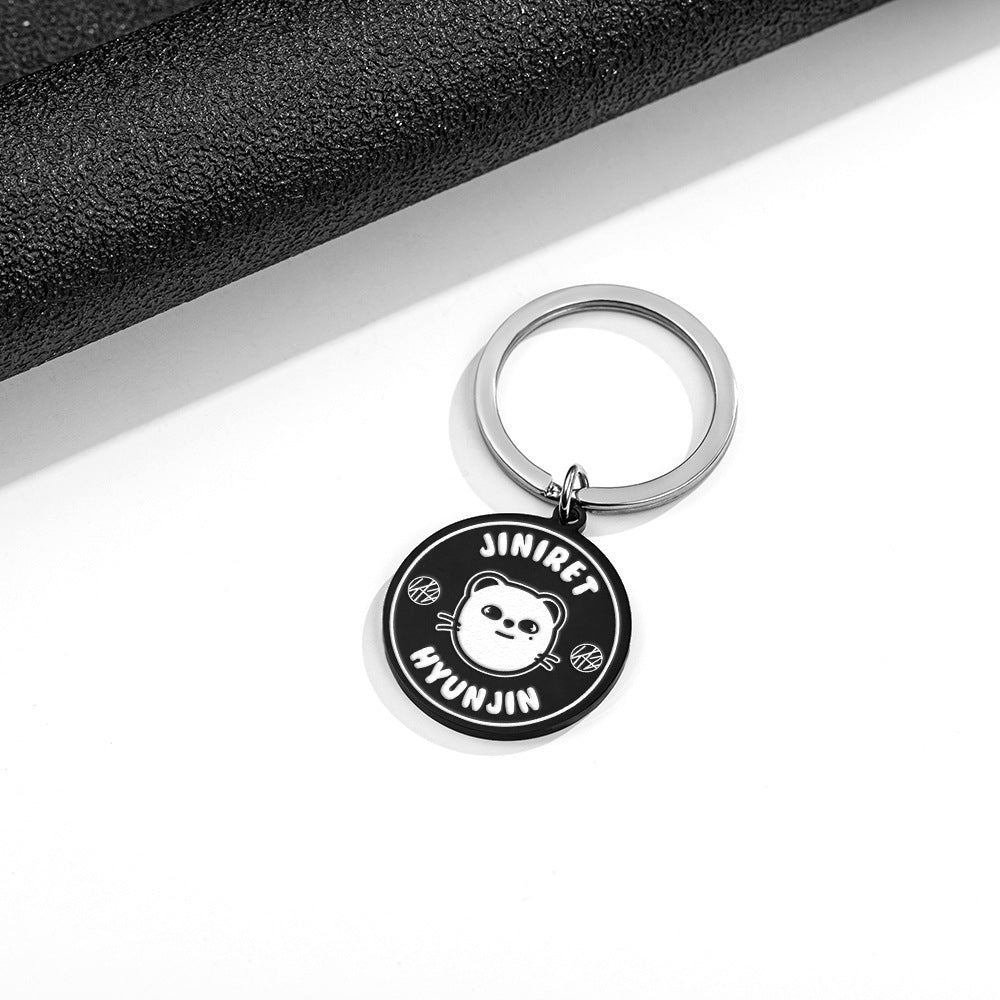 Cartoon KPOP Stainless Steel Engraved Keychain