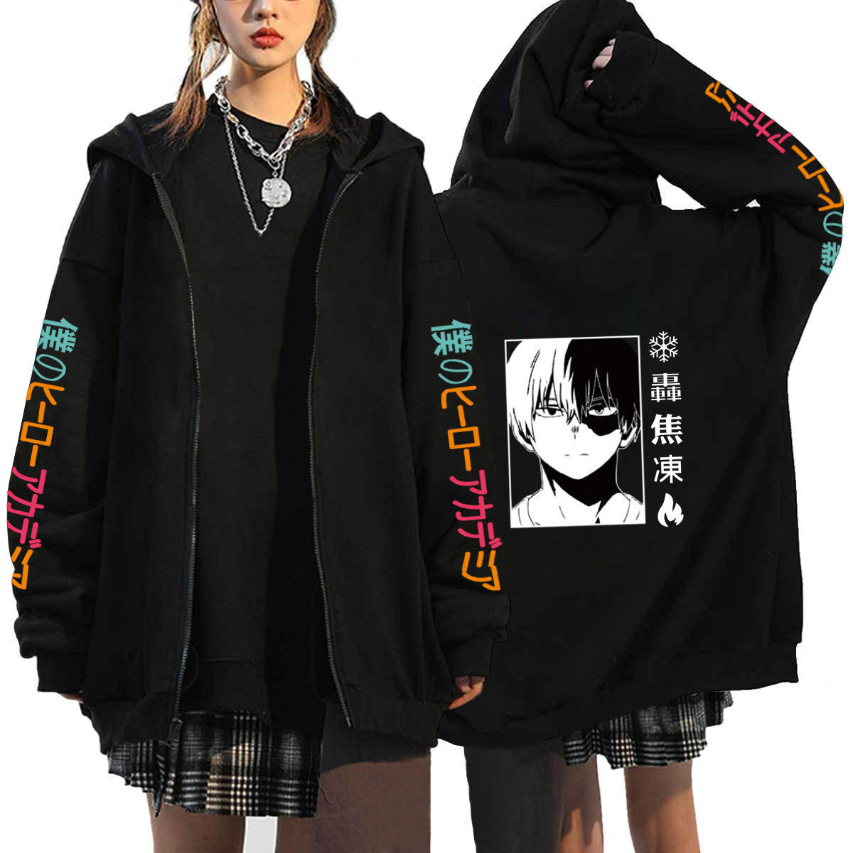 Unisex Trendy Anime Graphic Zipper Hoodie