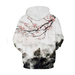 Retro Unisex Floral Digital Print Pattern Hoodie