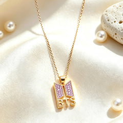 Creative BANGTAN Inlaid Zircon Pendant Necklace