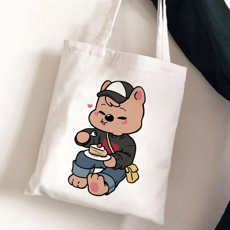 Cute Kpop Pattern Printed One Shoulder Canvas Bag