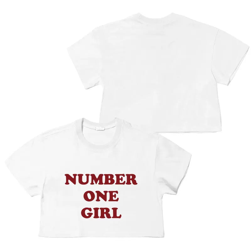 ROSE Number One Girl Printed Short-sleeved T-shirt