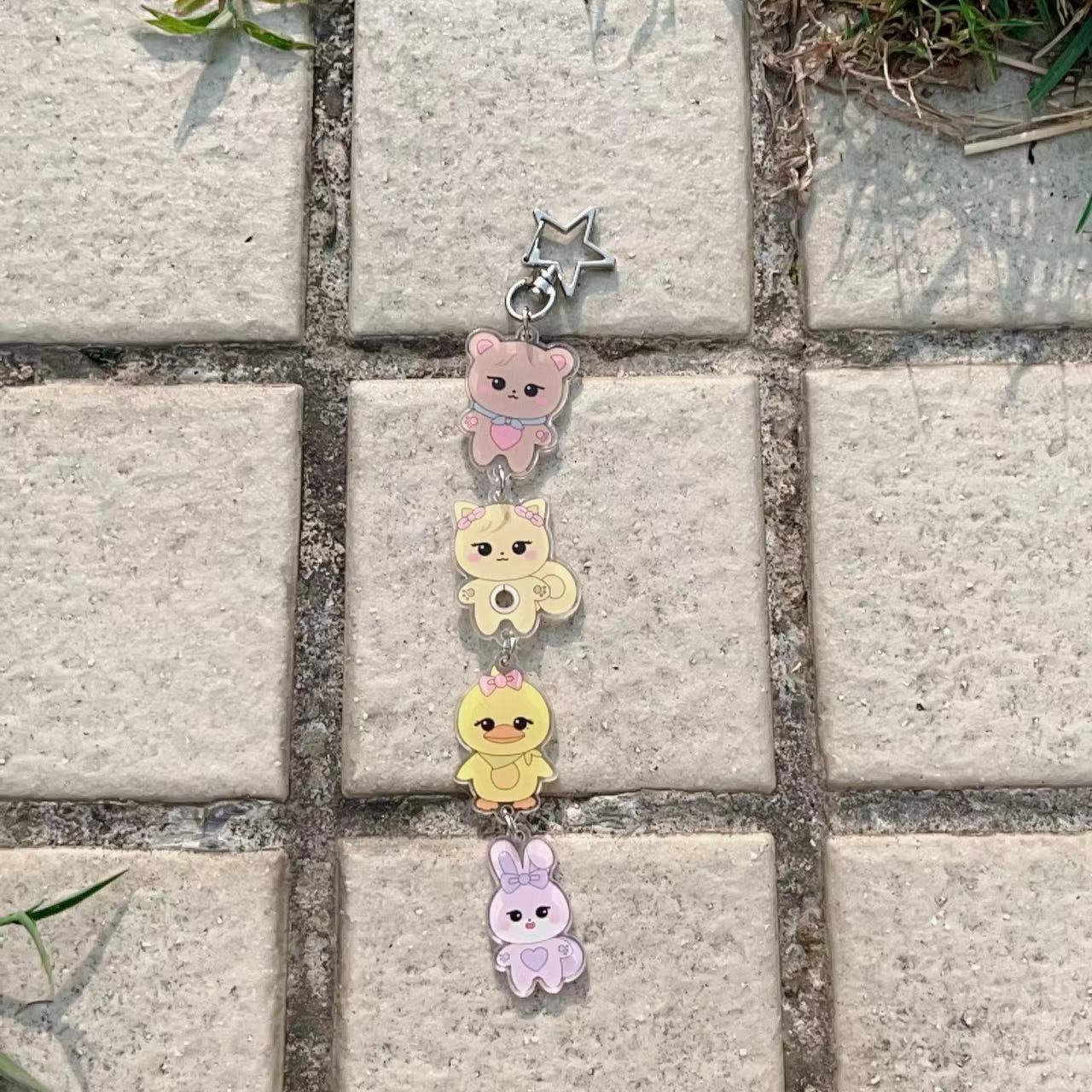 Kpop Double-sided Cartoon Pendant Keychain