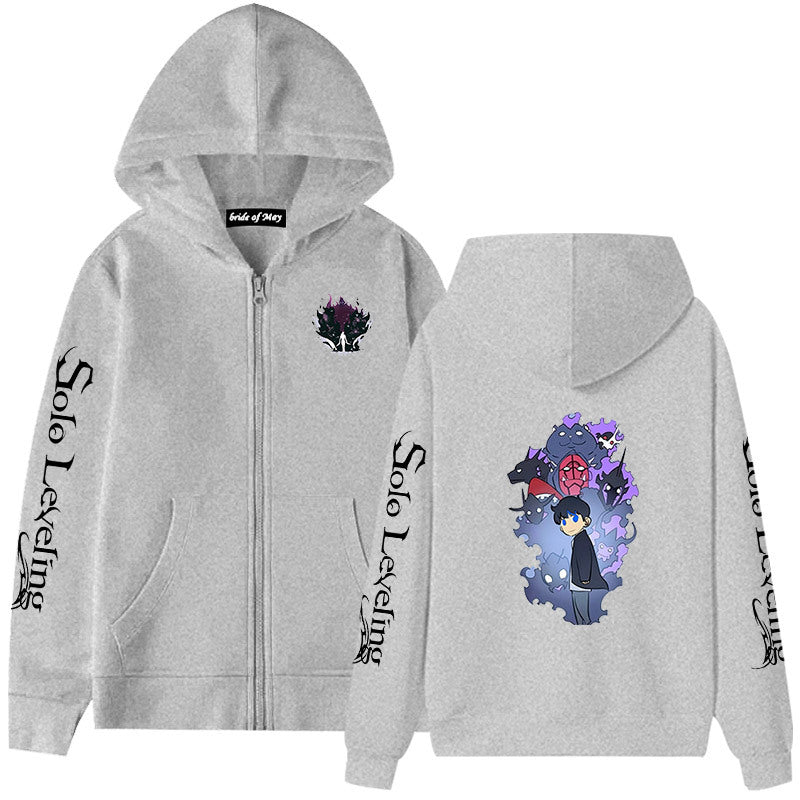 Unisex Anime Printed Loose Zipper Hoodie