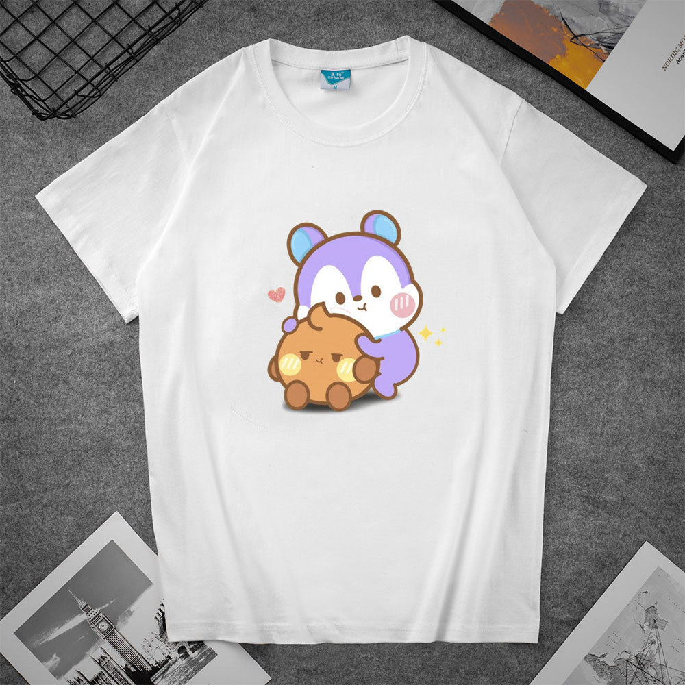 Cute Kpop Cartoon Casual Short Sleeve T-shirt