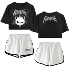 SKZ Women's Short-sleeved Crop Top Shorts