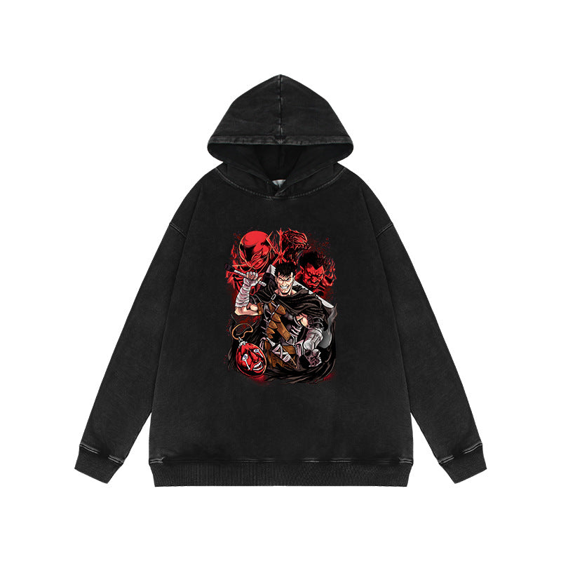 Trendy Vintage Anime Washed Loose Hoodie