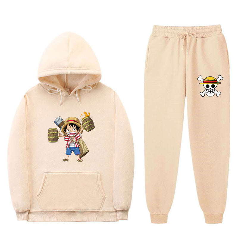 Casual Sports Luffy Graphic Hoodie Pants Tracksuit