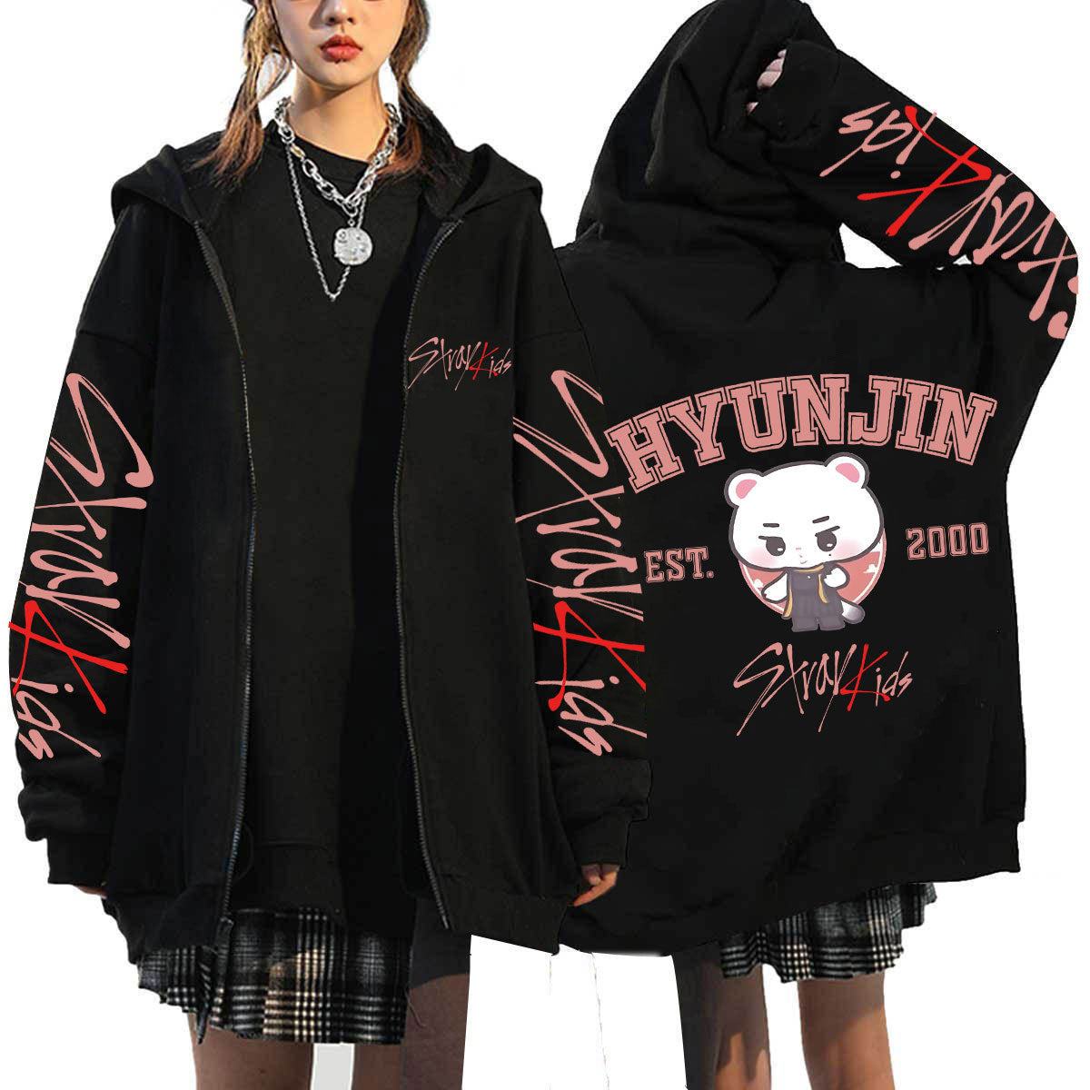 KPOP Dominate Cartoon Printed Zipper Hoodie