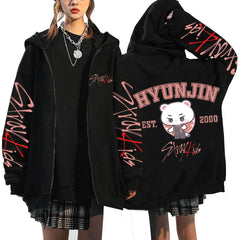 KPOP Dominate Cartoon Printed Zipper Hoodie