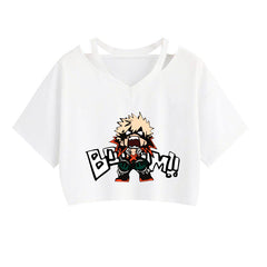 Women's Anime Printed Short Sleeve Cropped Tee