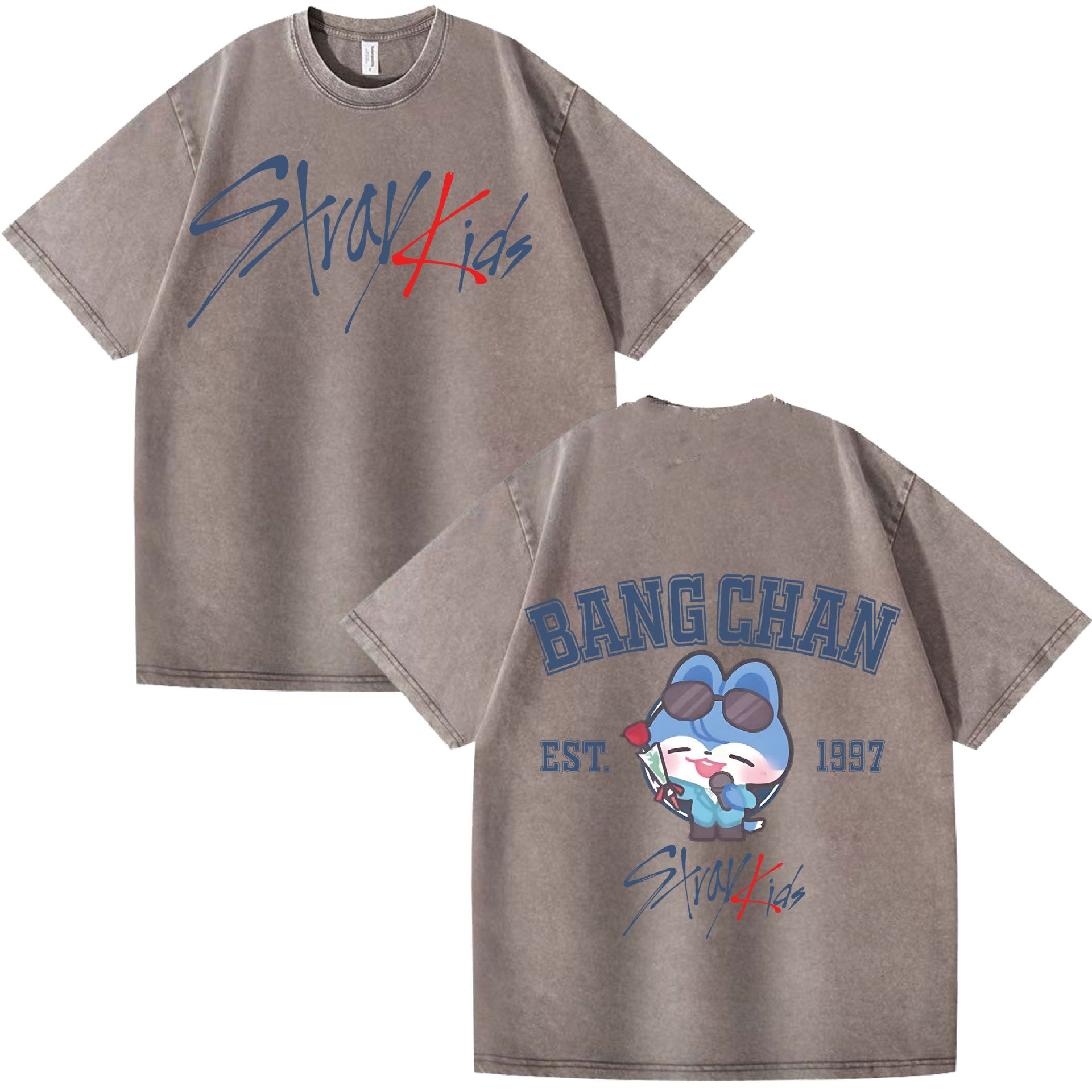 BANGCHAN KPOP Cotton Loose Washed T-shirt