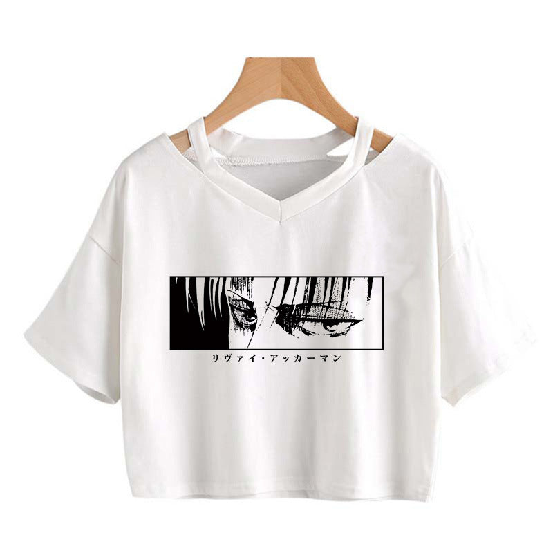 Trendy Women's Anime Print Cropped T-Shirt