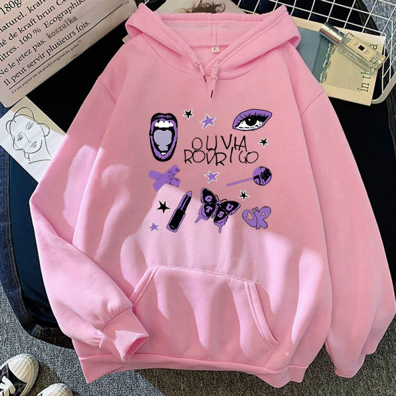 Casual Olivia Cartoon Print Pullover Hoodie