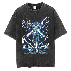 Retro Anime Printed Washed Short-sleeved T-shirt