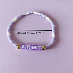 ARMY Rice Beads Purple Bracelet