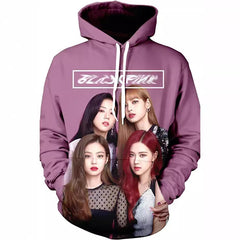 Leisure Kpop Digital Print Loose Hoodie