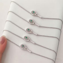 Dazzling Tennis Racket Pendant Necklace