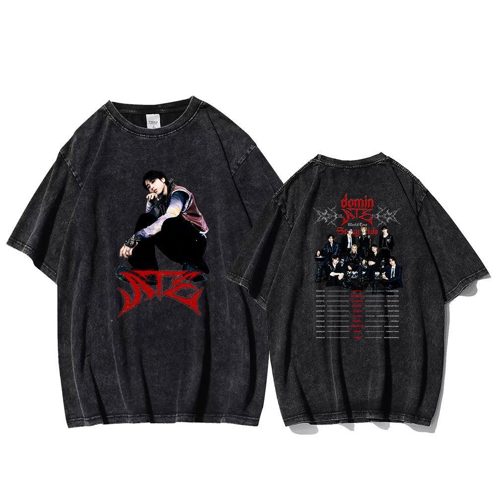 Unisex Kpop ATE Graphic Washed T-shirt